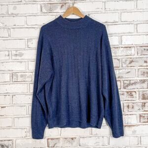 Geoffrey Beene Men’s Mock Neck Blue Super Soft Luxury Sweater XL
